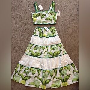 Adelyn Rae. Green Leaf Print Two-Piece Set